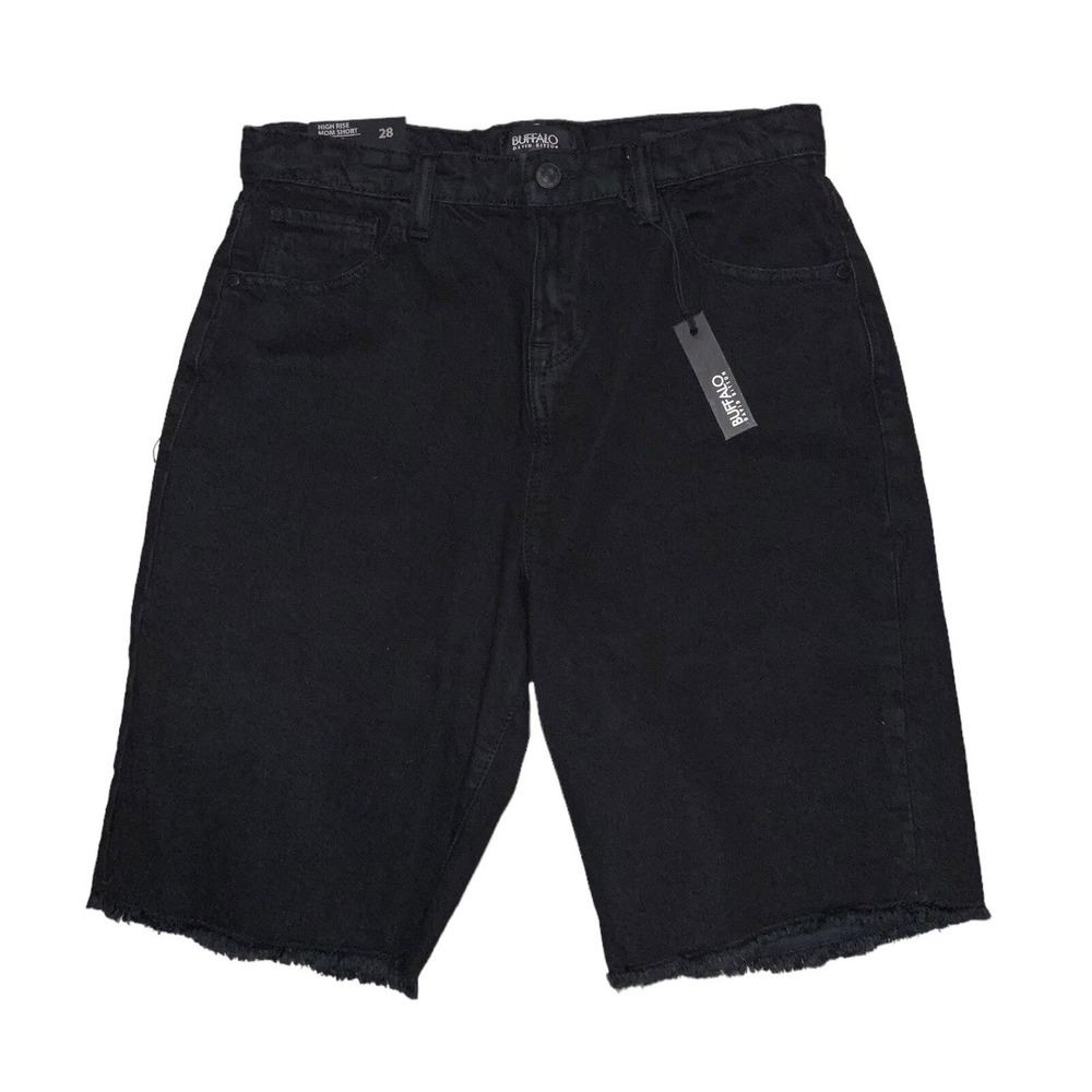 Buffalo David Bitton Womens Size 28  Lulu High Rise Black Denim Mom Shorts NWT